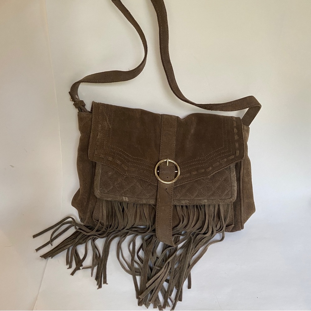 Zara brown suede fringe purse